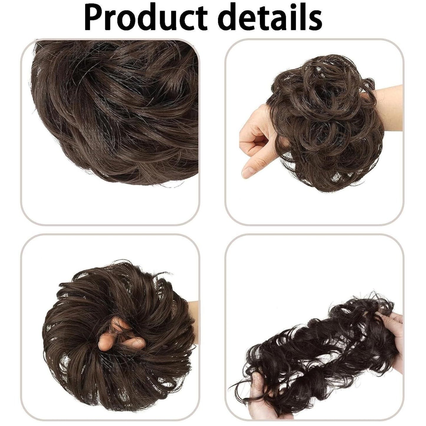 Elastic Artificial Hair Bun Brown Black