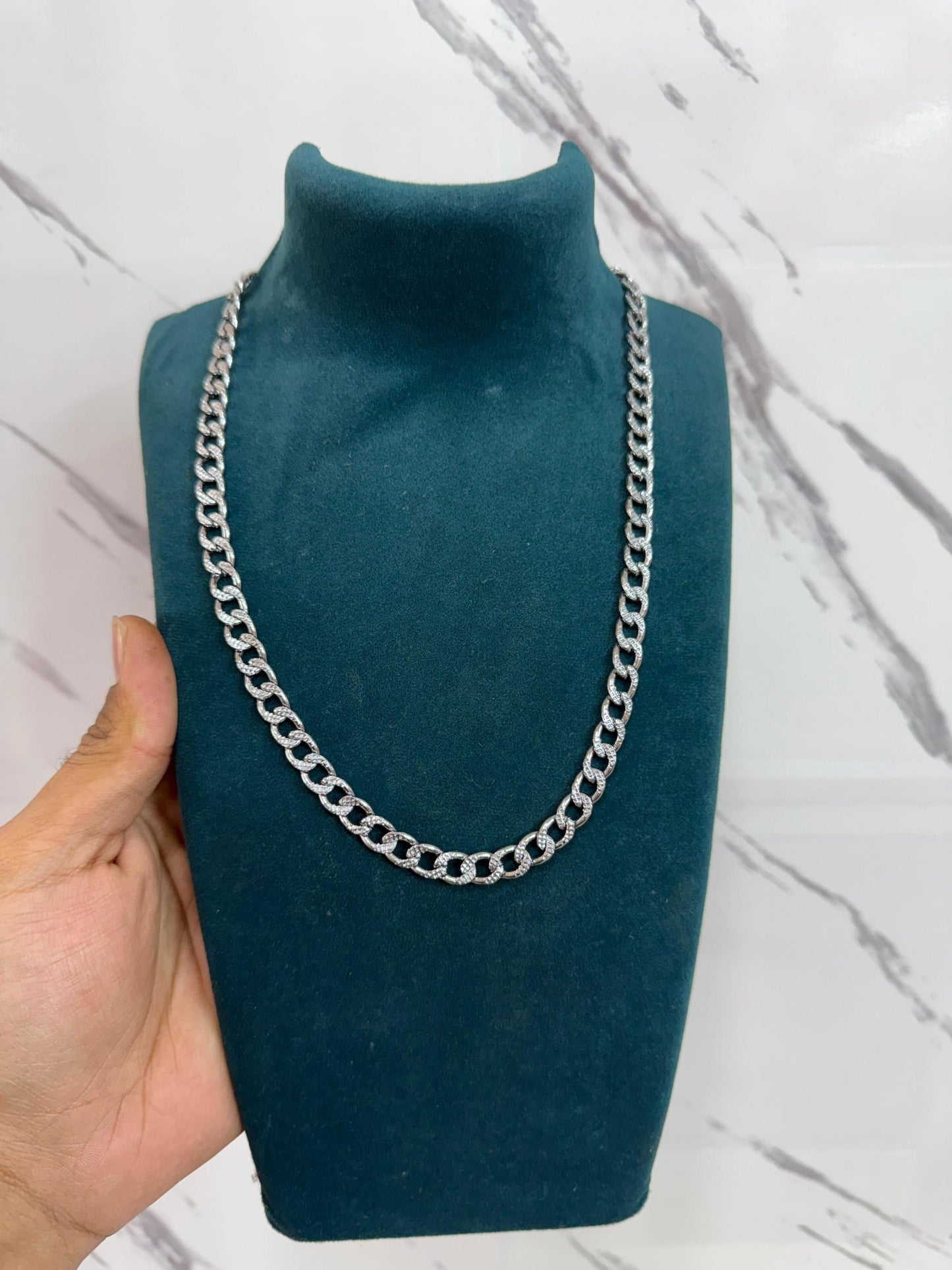 Silver Plated Cuban Style Thick Heavy Cha…
