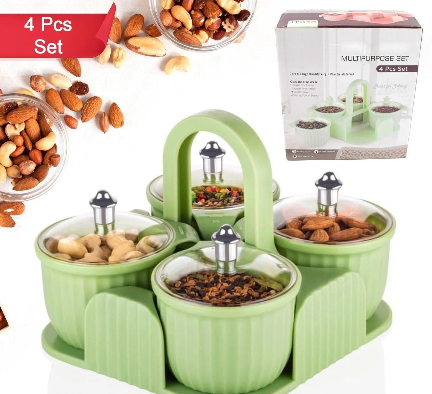 Multipurpose 4 Storage Jar With Tray