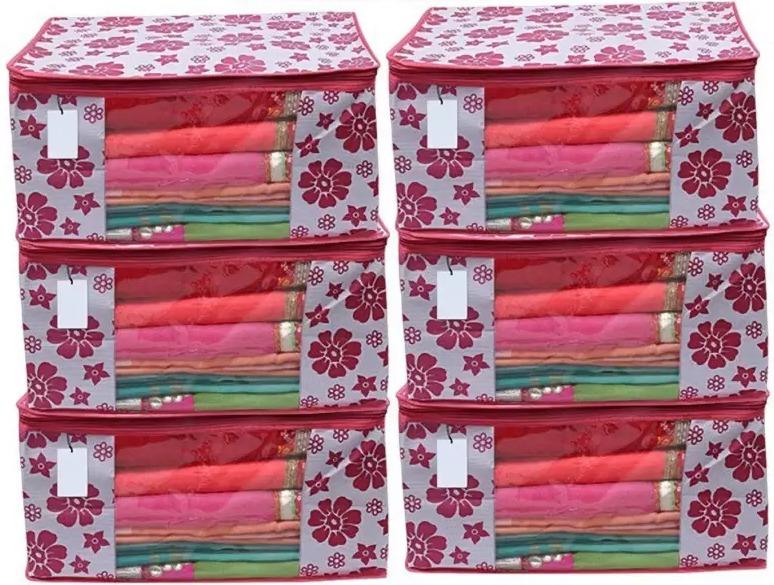 Polka Pink Flower Design Of 6 Non Woven