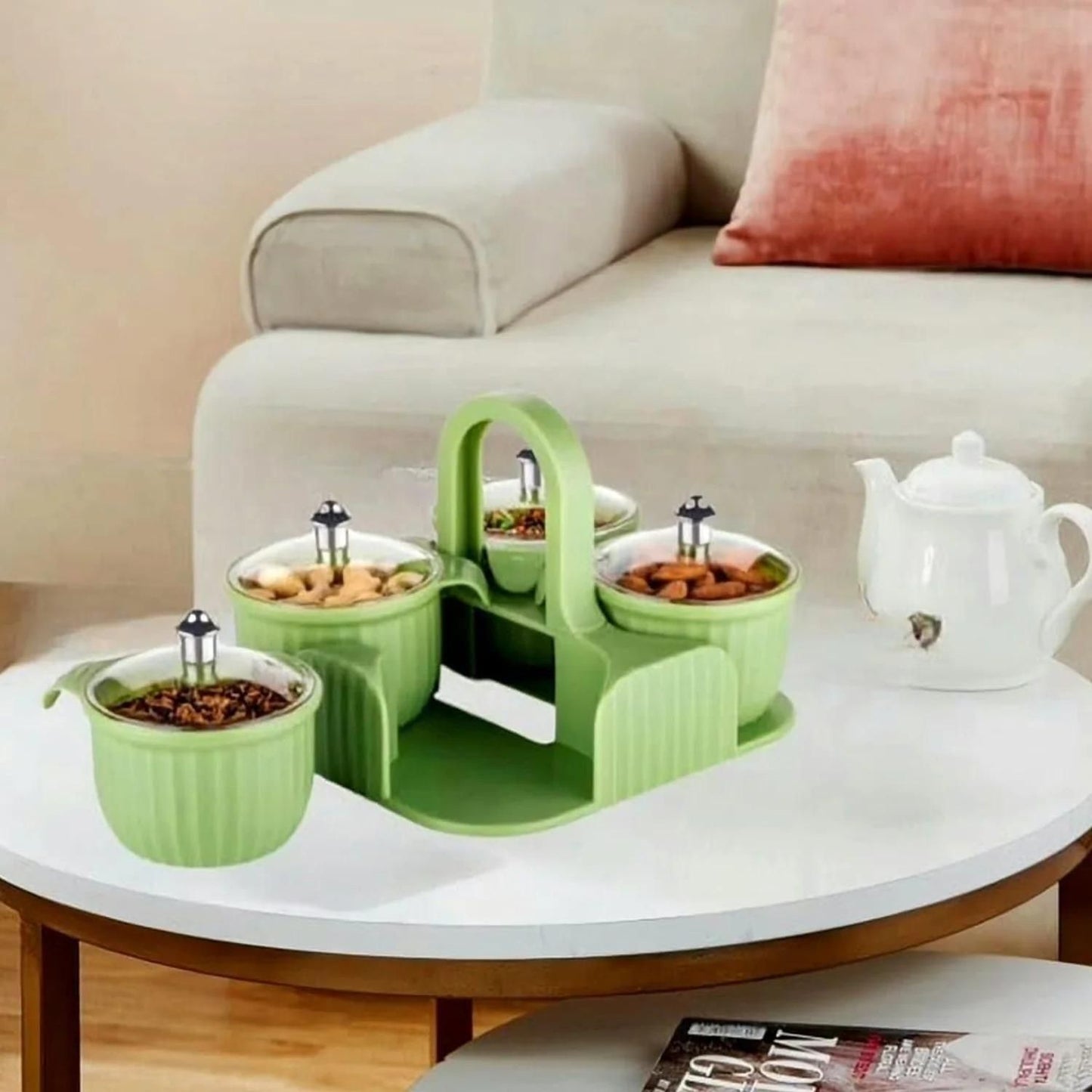 Multipurpose 4 Storage Jar With Tray