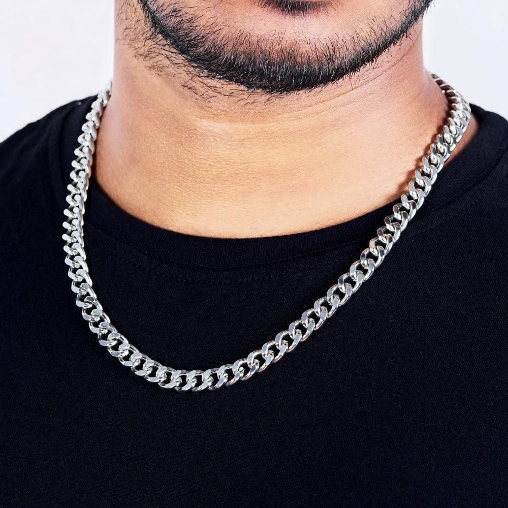 Silver Plated Cuban Style Thick Heavy Cha…