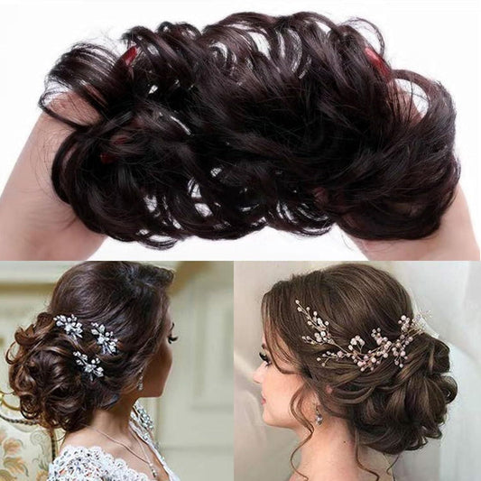 Elastic Artificial Hair Bun Brown Black