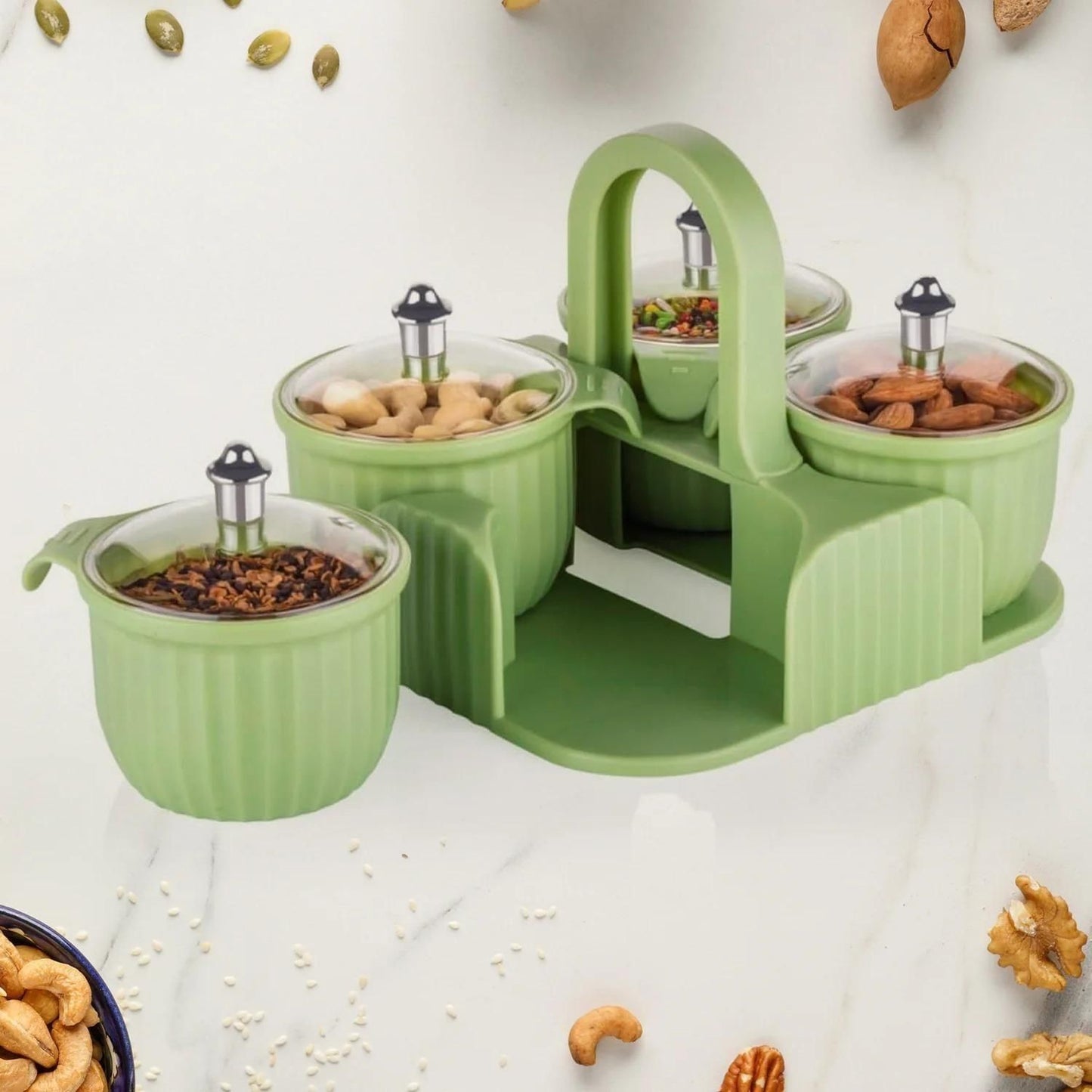 Multipurpose 4 Storage Jar With Tray