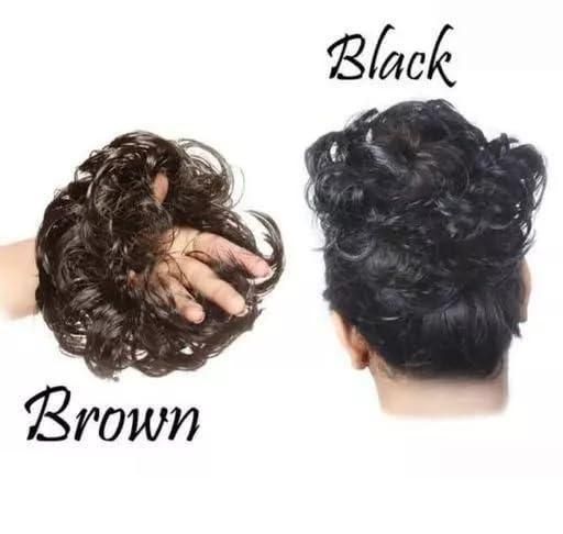 Elastic Artificial Hair Bun Brown Black