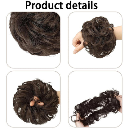 Elastic Artificial Hair Bun Brown Black