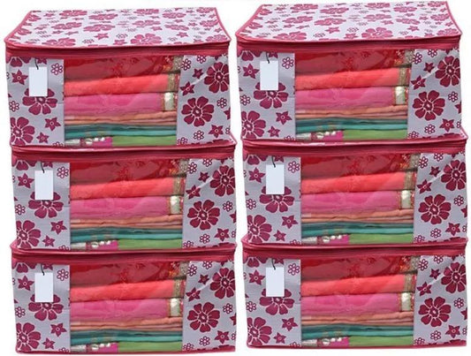 Polka Pink Flower Design Of 6 Non Woven