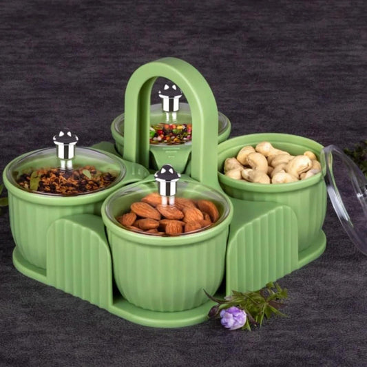 Multipurpose 4 Storage Jar With Tray